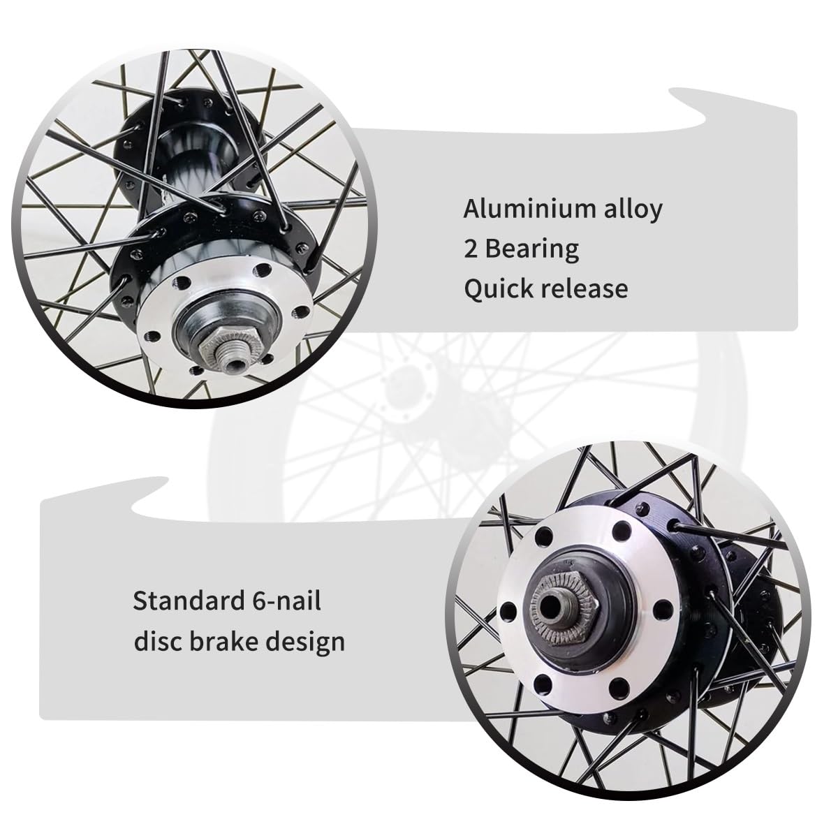 Ruota Anteriore per Biciclette con Pneumatici Larghi 20/26 x 4 Pollici, Cerchio in Lega a Doppia Parete, 36 Fori, Freno a Disco, sgancio rapido 9 x 135 mm, per Bici elettriche da s