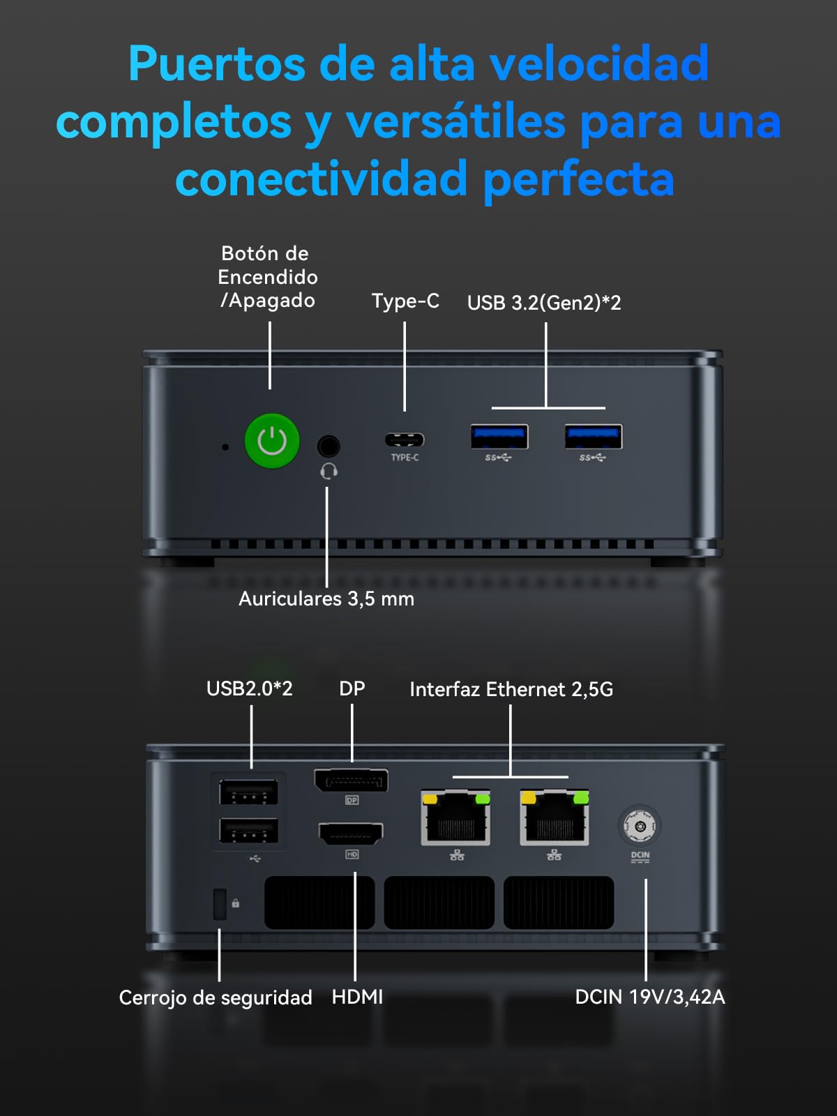 GMKtec Mini PC Ryzen 7 7730U(Superior al Ryzen 7 5825U) (8 núcleos / 16 hilos,hasta 4,5 GHz), 16GB RAM+512GB SSD PCIe, M5 Ultra Mini Ordenador, Triple Display 4K, WiFi 6E/USB 3.2/USB-C/LAN Dual 2.5GbE