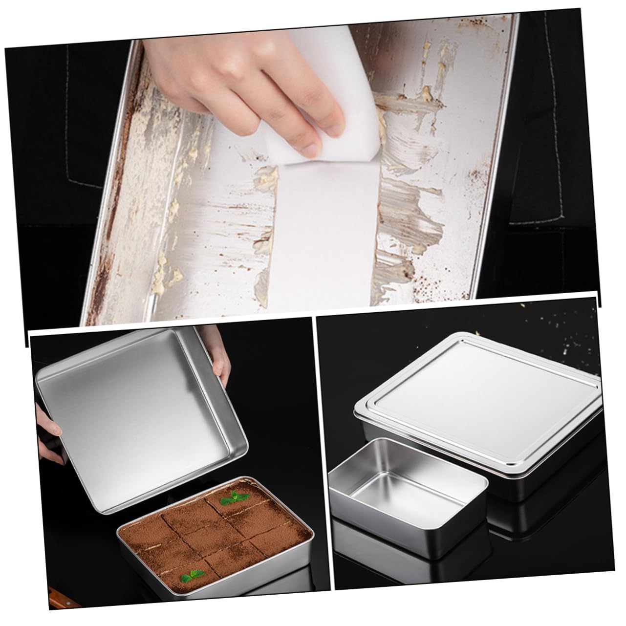 PRETYZOOM 10 Pièces Assiette De Tiramisu Poêle à Frire Plaque De Cuisson Moules à Pâtisserie Rôtissoire Cuisson Du Moule à Moules à Gâteaux Accessoires De Pâtisserie Acier Inoxydable