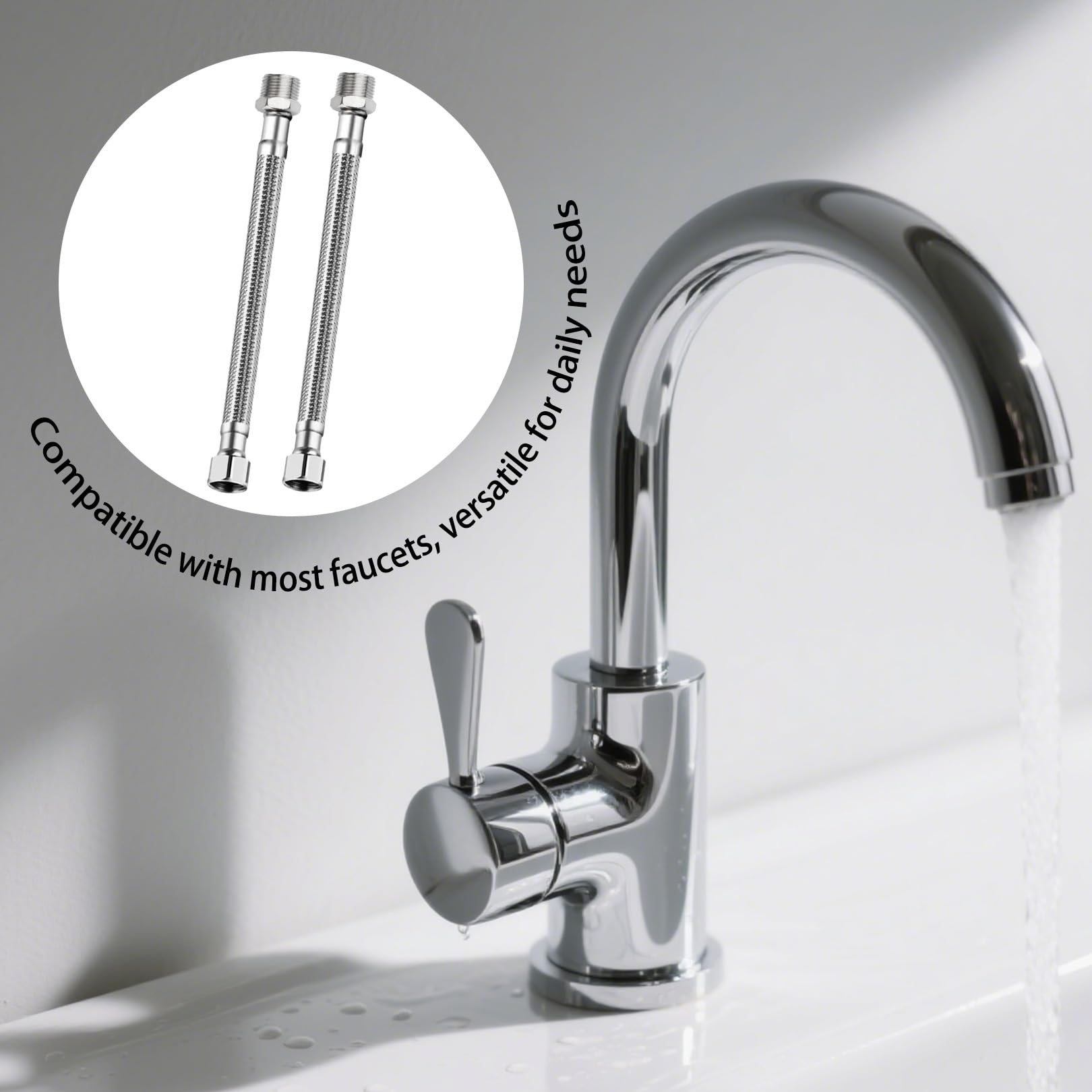 2 Stück Flexschlauch 3/8 Zol,Panzerschlauch 3/8 Zoll,Schlauch Für Wasserhahn Verlängerung,Edelstahl,Mit Anschlussstück Und Außengewinde Für Wasserhähne Eckventile,Badezimmer Und Küchenarmaturen (31cm)