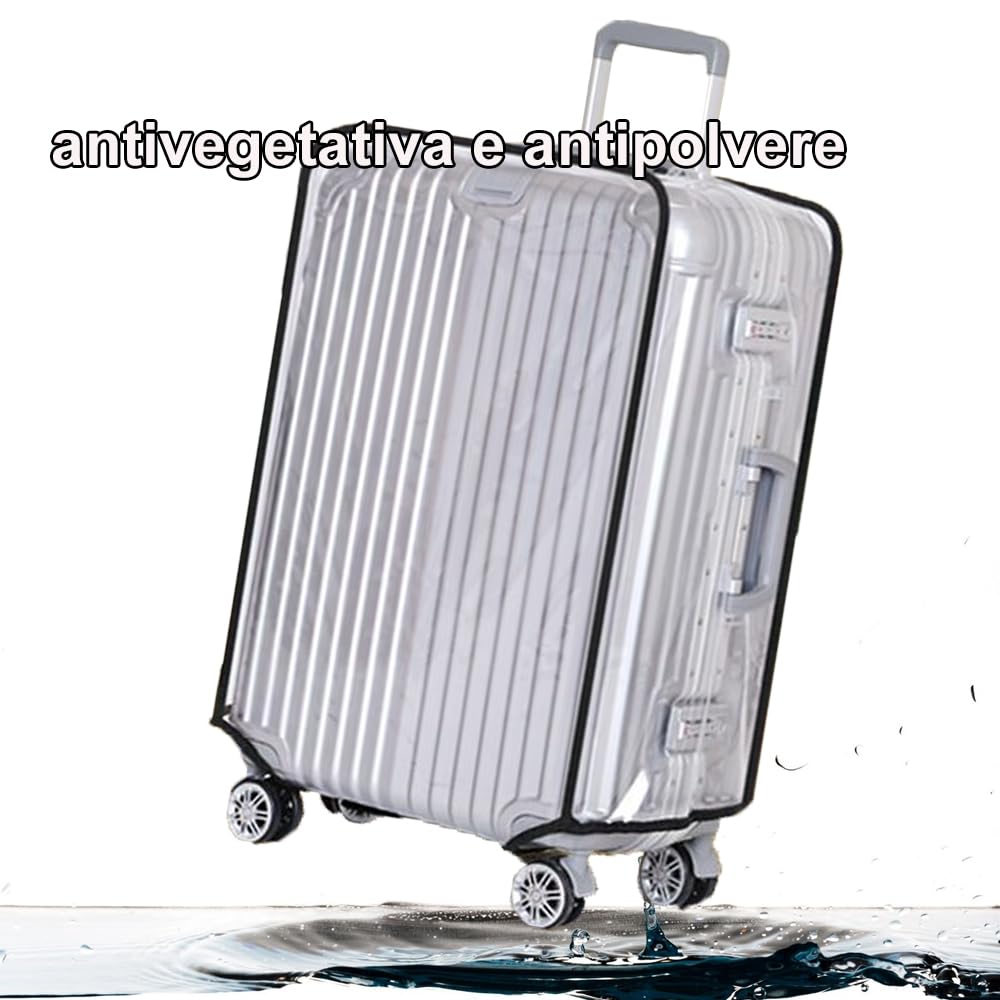 RHQFDM Transparante kofferbeschermhoes van pvc, waterdichte kofferhoes, rolbagage, kofferbescherming, slijtvast en waterdicht ontwerp ter bescherming van de bagage, Transparant zwart., 28 Zoll
