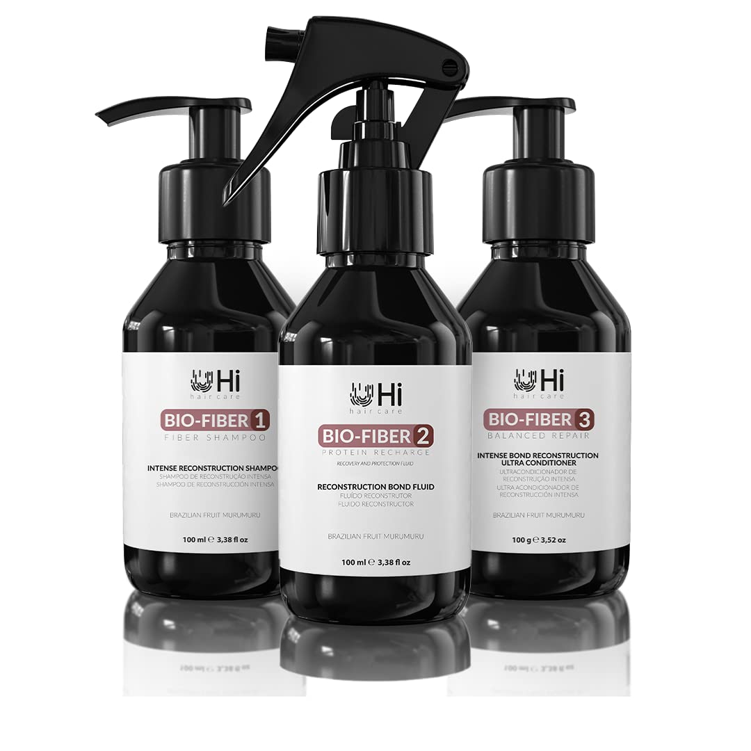 Hair Reconstruction Set - 3 Steps, Repair Treatment, Damage Hair, Protein Recharge, Nutrition, Brazilian Hair Products, Anti Frizz, Vegan - Queratina Brasileña