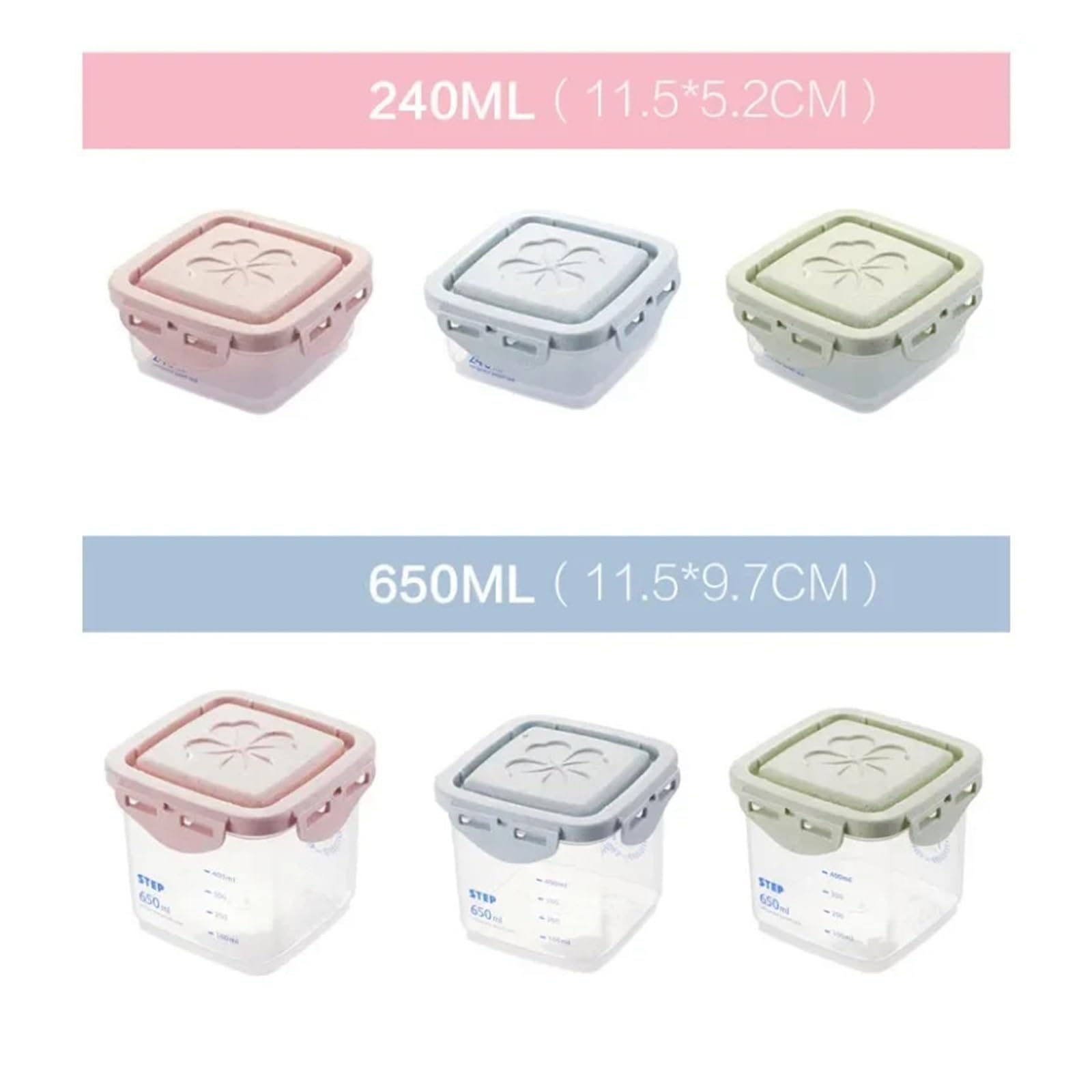 2 pezzi di scatola plastica serbatoio stoccaggio for alimenti contenitori ermetici lattine, compatibili con cereali grossolani(Pink 1000ml)