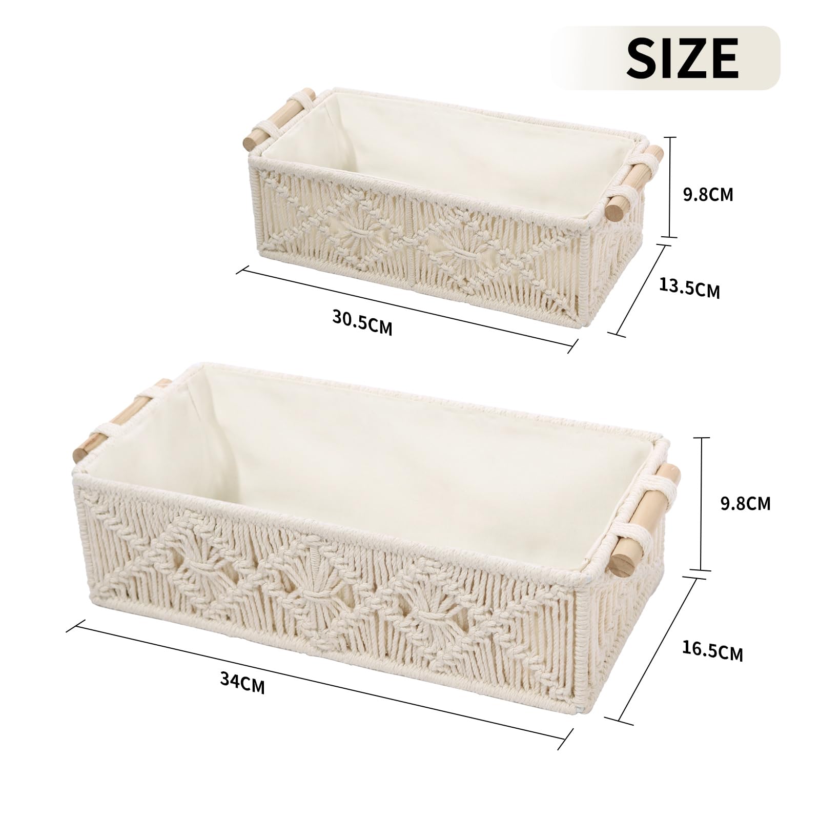 Cestini Portaoggetti Intrecciati Bohémien - Set Di 2 In Corda Di Cotone, Per Decorazione - Foto 12