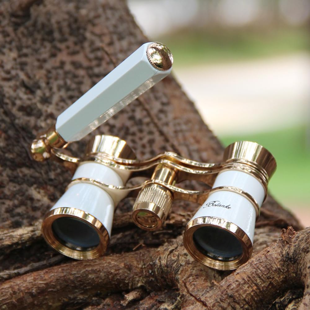 Télescope binoculaire Opera, 3 x 25 Lunettes d'opéra avec poignée, Jumelles télescope Portable Cadeau pour Homme, Femme (Blanc)