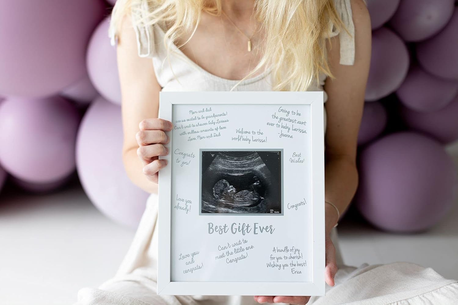 Tiny Ideas Sonogram Signature Frame Guest Book, Perfect for Any Baby Registry, Marker Included for Guests to Leave Well-Wishes, Great for Celebrating Baby Showers or Birthdays, White : Baby
