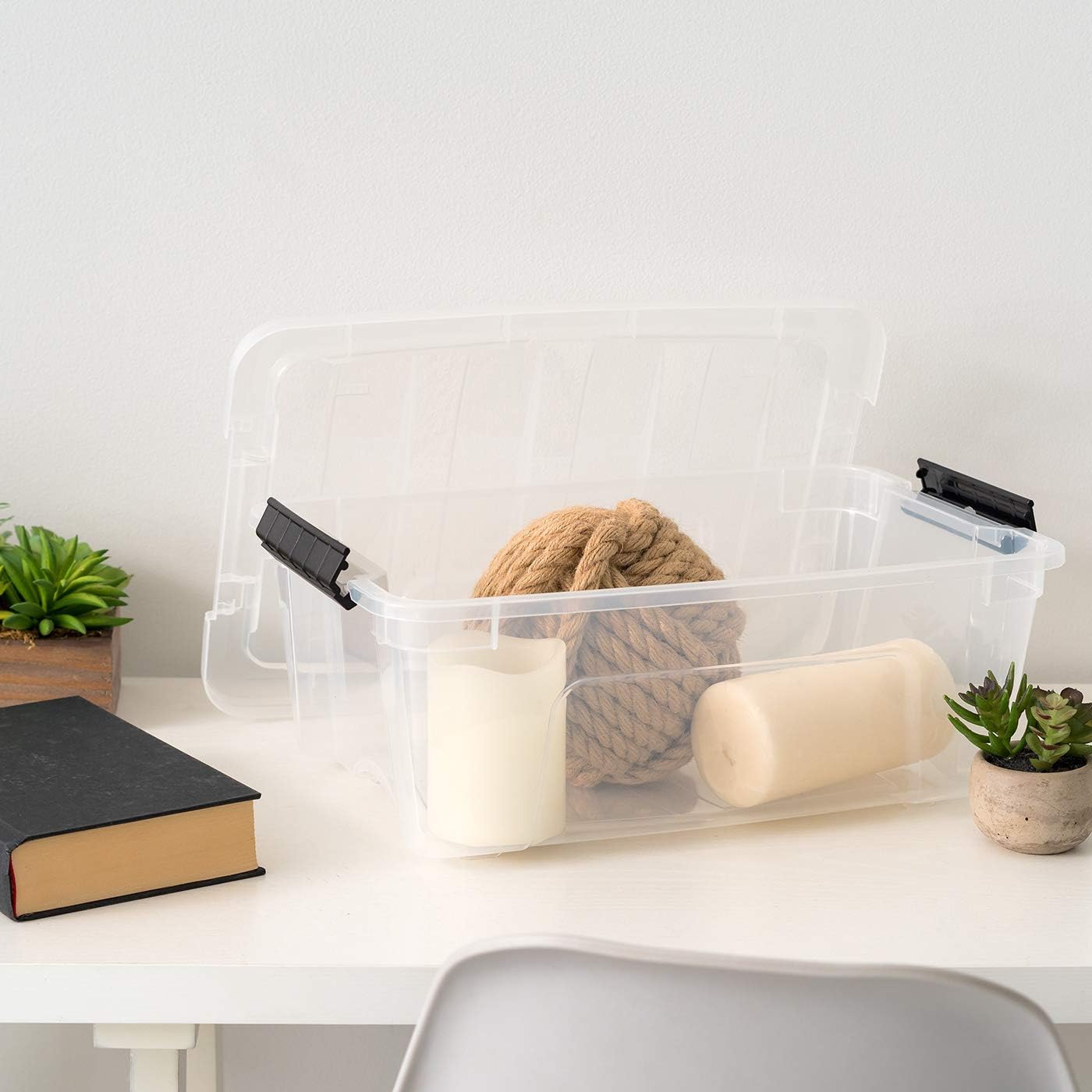 Clear Stackable Plastic Storage Bins with Lids for Kids, 6 Pack