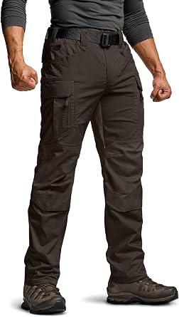 CQR Mens Flex Stretch Tactical Pants, Water Resistant Ripstop Cargo Pants, Lightweight EDC Outdoor Work Hiking Pants