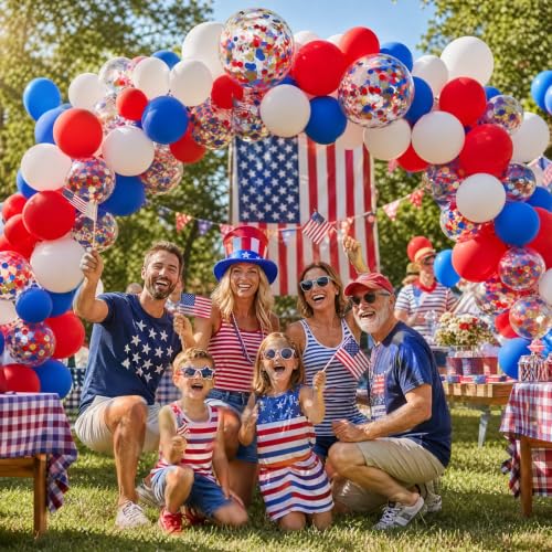 Image of Red White and Blue Balloons Arch Kit,130pcs Different Sizes Balloons