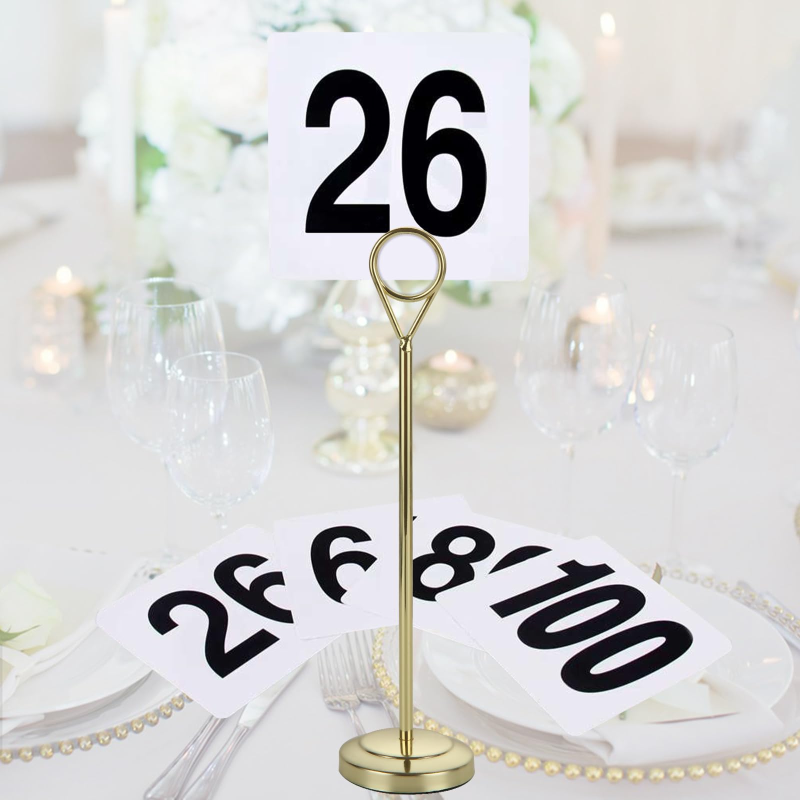 10 segnaposto da tavolo per matrimoni, 19,8 cm, segnaposto da tavolo, porta nome, foto dorate, numeri da tavolo, per feste, ricevimenti, ufficio, ristorante, tavolo