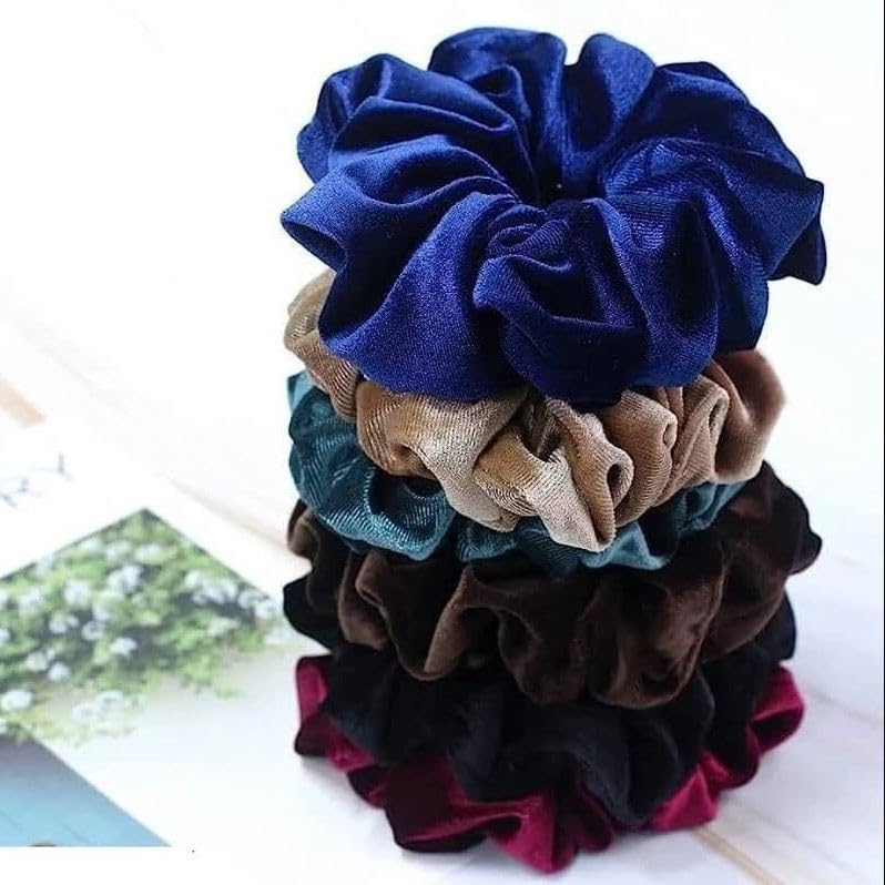 Zeniso® Set of 6 Pcs Velvet Scrunchies For Girls And Women, Multicolor Rubber Band 6 Inch Premium Velvet Soft Jumbo Scrunches For Girls Daily Use Rubber Band (B0CQCZJSH3) Amazon Price History, Amazon Price Tracker