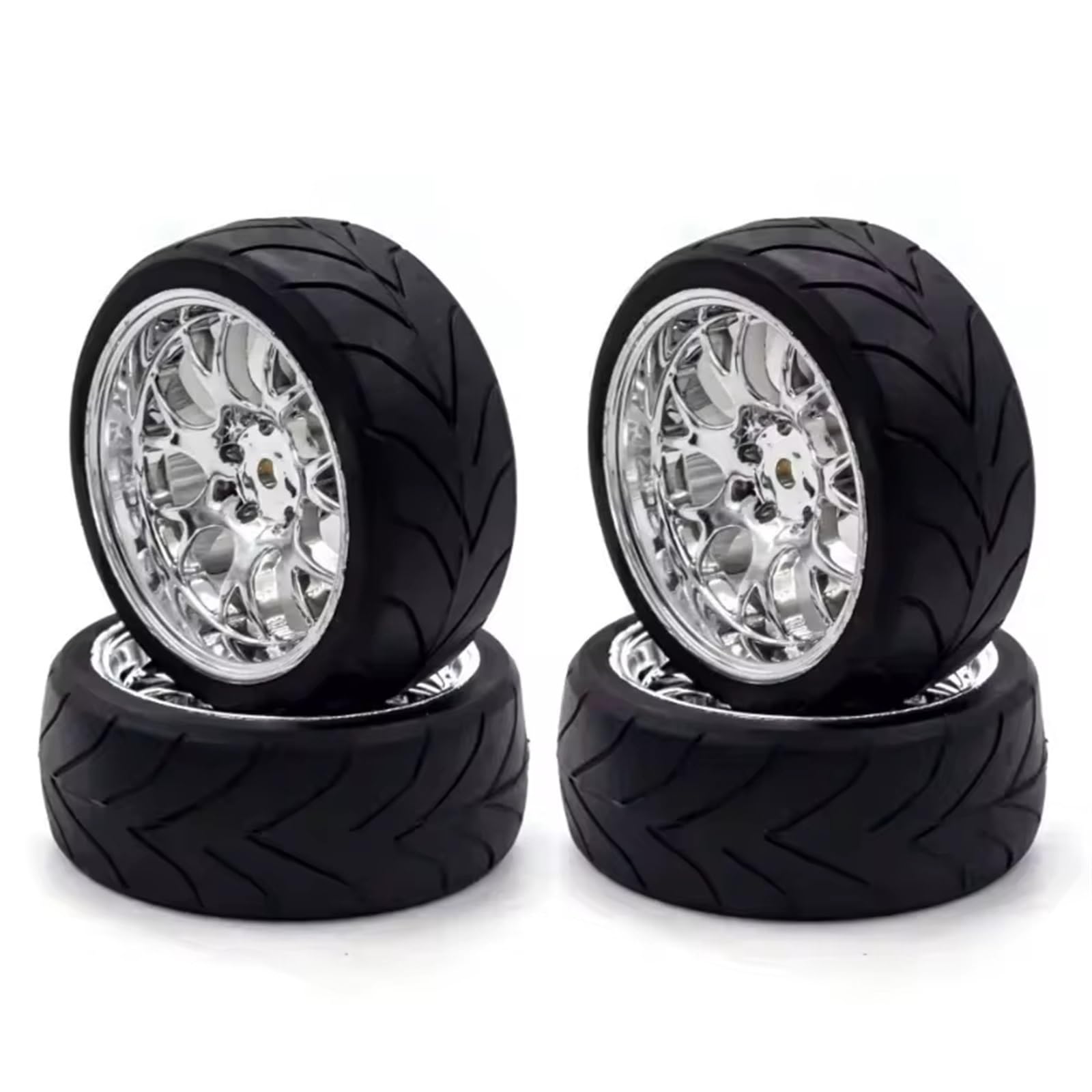 Rc Tire Jante pour Redcat pour HPI pour Tamiya pour HSP pour Dépasser 1/10 sur Pneus De Route Et Jantes 12mm Moyeu Hexagonal RC Pneu De Voiture De Tourisme (Paquet De 4)