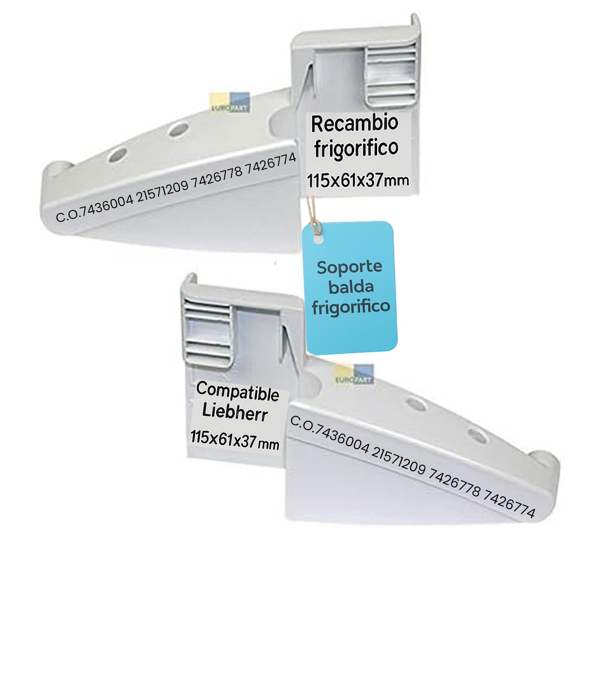 RECAMBIOS DREYMA Soporte Baldas Frigorifico Derecho Izquierdo Compatible con Liebherr 115x61x37mm Blanco Fijacion Estante Botellas K4260 7430208 7433698 7426776 7426772 7433698 Lateral Robusto HD