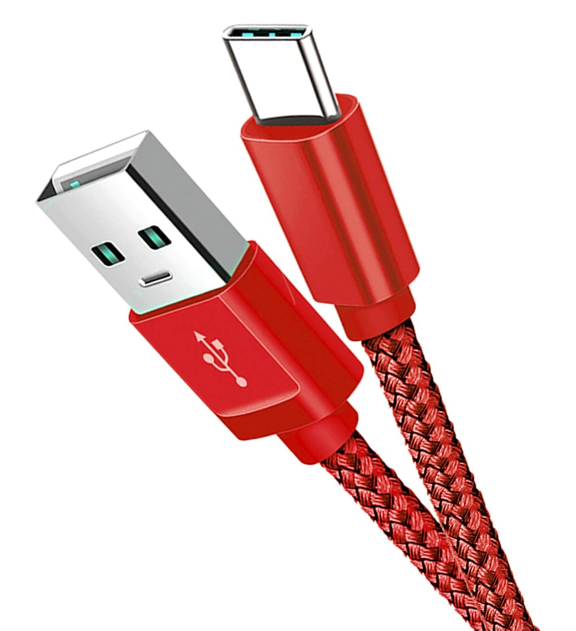 AA-TECHUSB Type C Cable 2M Nylon Braided USB Type C Fast Charging Charger Cable USB C Sync Data Lead For S22/S21+/S20 5G/S20FE/S10/S9/S8+/S8 Ultra Plus (Red)