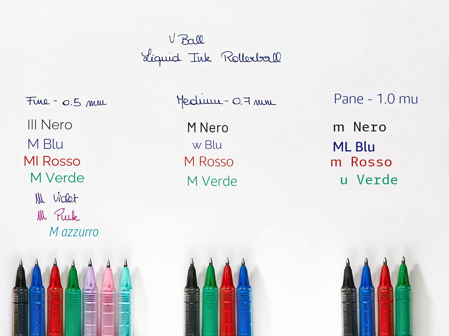 Set di 4 Penne Roller PILOT V-Ball 05, Punta Conica Fine, Inchiostro Liquido, Asciugatura Rapida, Nero