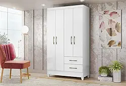 Guarda Roupa Solteiro 4 Portas 2 Gavetas Chile Moval Branco