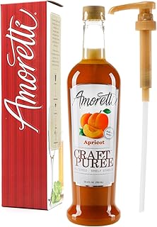 Amoretti - Apricot Craft Puree 750 ml, Perfect for flavoring Cocktail, Brewing, Beer, Wine, alcoholic beverages, and Mocktail, Drink Mix, Mixers, Made of Real Fruit, No Preservatives, with Pump