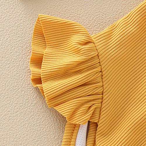 Toddler Girls Long Sleeve Solid Color Rib Knit Swimwear One Piece Ruffles Crewneck Zipper Rash Girls Bathing Suit3