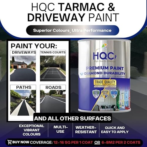 HQC Tarmac Restorer - Deep Black Finish - Tarmac Paint for driveways and Restoration of Tarmac Repair Kit. Makes Old Tarmac Surfaces Look Like New (5L) - 3