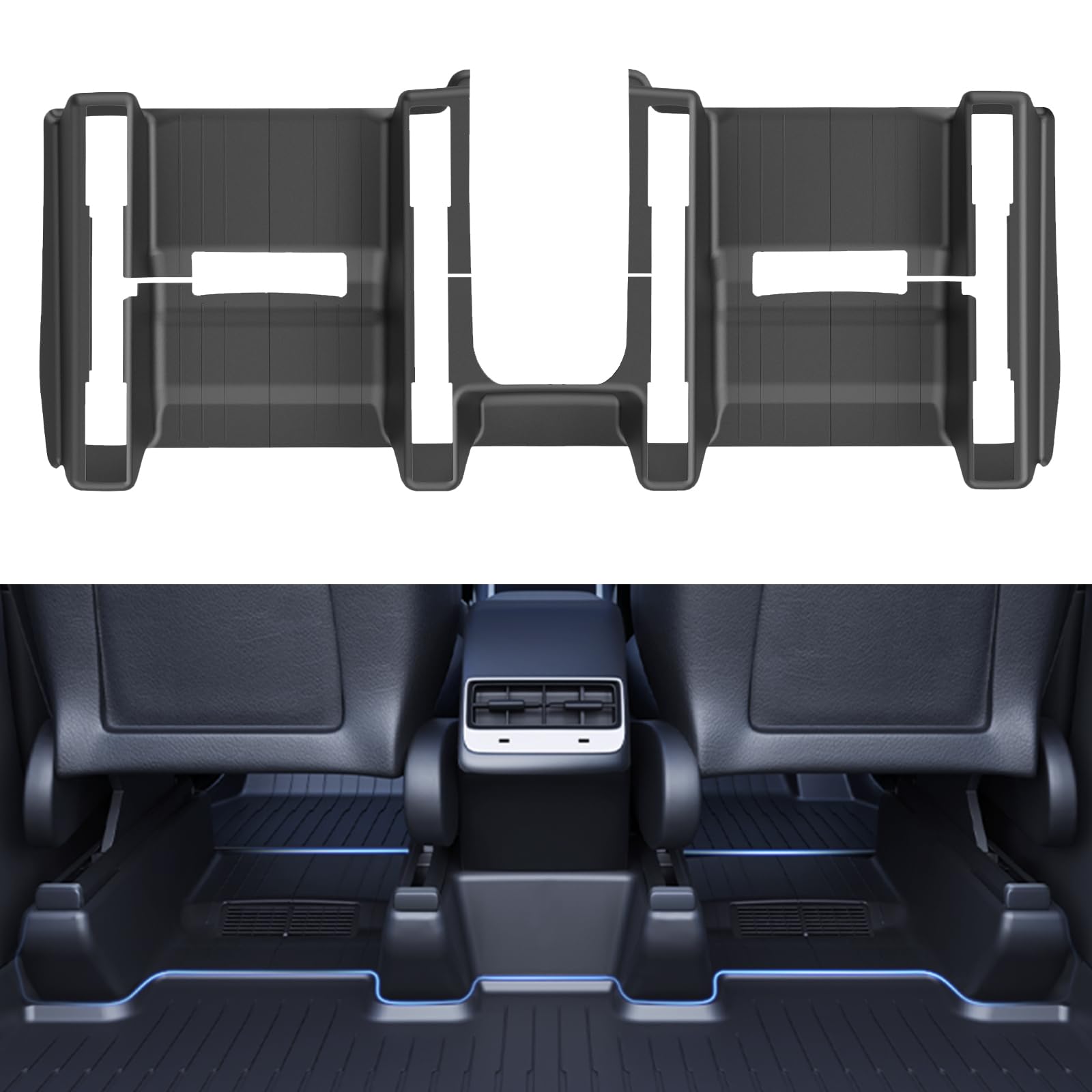 Photo 1 of FanpBow Tesla Model Y Seat Slide Rail Pad Cover, Underseat Protector TPE Seat Kick Wrap Kits Front-Rear Seat Track Scratch-Resistant Anti-Kick Case Shells for 2021-2024 Model Y Accessories (3 PCS) 3 PCS Full Encirclement