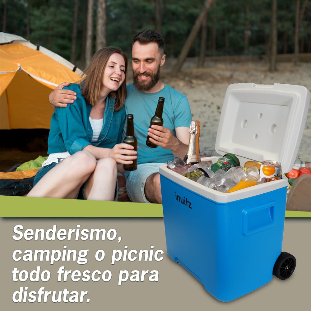 Nevera con Ruedas 30L Portátil – Mantiene Frío por Horas, Resistente y Cómoda de Transportar Playa, Camping y Picnic – Nevera de Playa, Nevera Portátil
