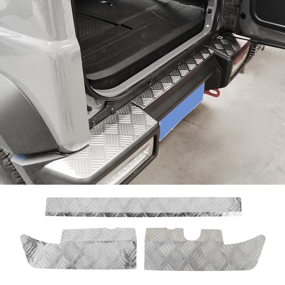 Aluminum Alloy Rear Bumper Protector Door Guard Trim Cover Compatible with Suzuki Jimny 2019 2020 2021 2022 2023 2024 Car Exterior Accessories (Silver)