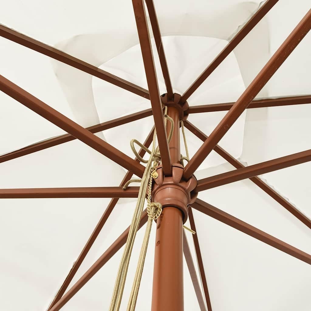 Ombrellone da giardino con palo in legno, 300 x 300 x 273 cm, con protezione UV, robusto telaio in legno duro, sistema di ventilazione, doppio corda, ideale per balcone, terrazza, spiaggia