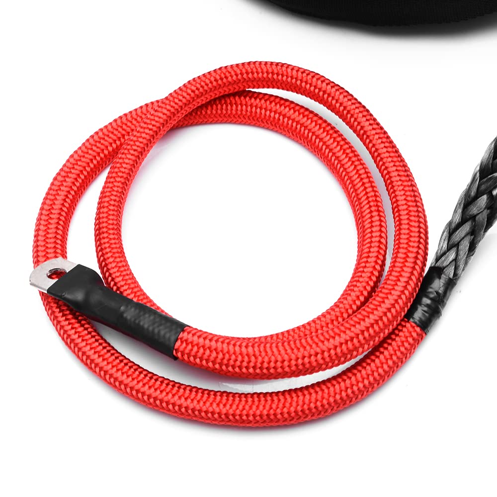 12-Strand 20500 LBS - Corda sintetica in plastica UHMWPE per argano, 10 mm x 28 m, con gancio protettivo, corda sintetica per verricello, corda forestale, 9299 kg, corda sintetica per rimorchio