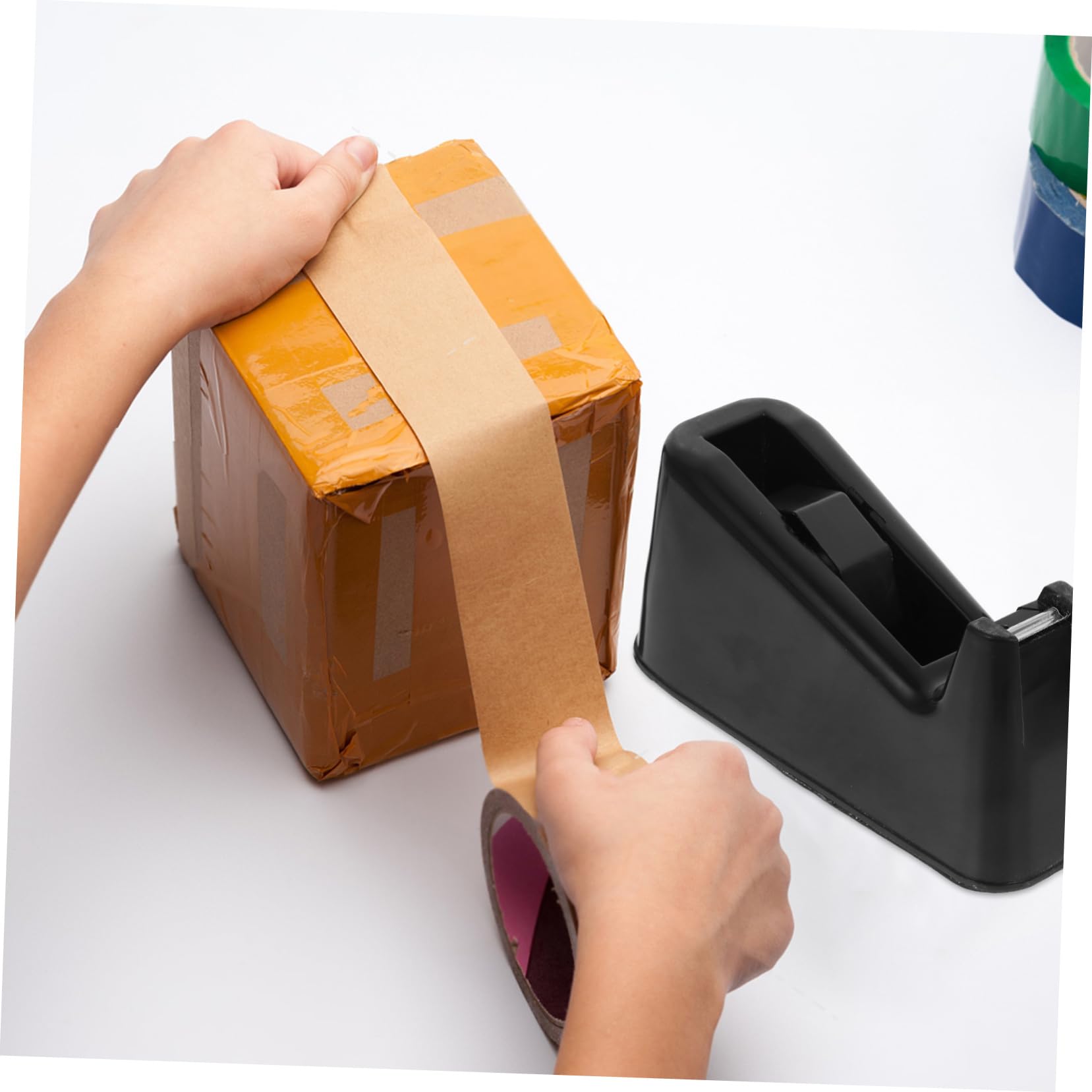 HOMSFOU 2 Pezzi Nastro Adesivo Ufficio e Dispenser e Resistente Design per Domestico e Professionale