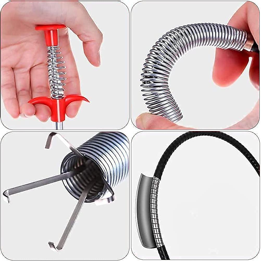 RIDHMIN Stainless Steel Hair Catching Claw Drain Sewer Cleaner Spring Wire Sink Pipe Dredge Cleaning Stick Drain Plunger Unblocked Kitchen Bath Basin Hair Remover Tool (160cm) 4