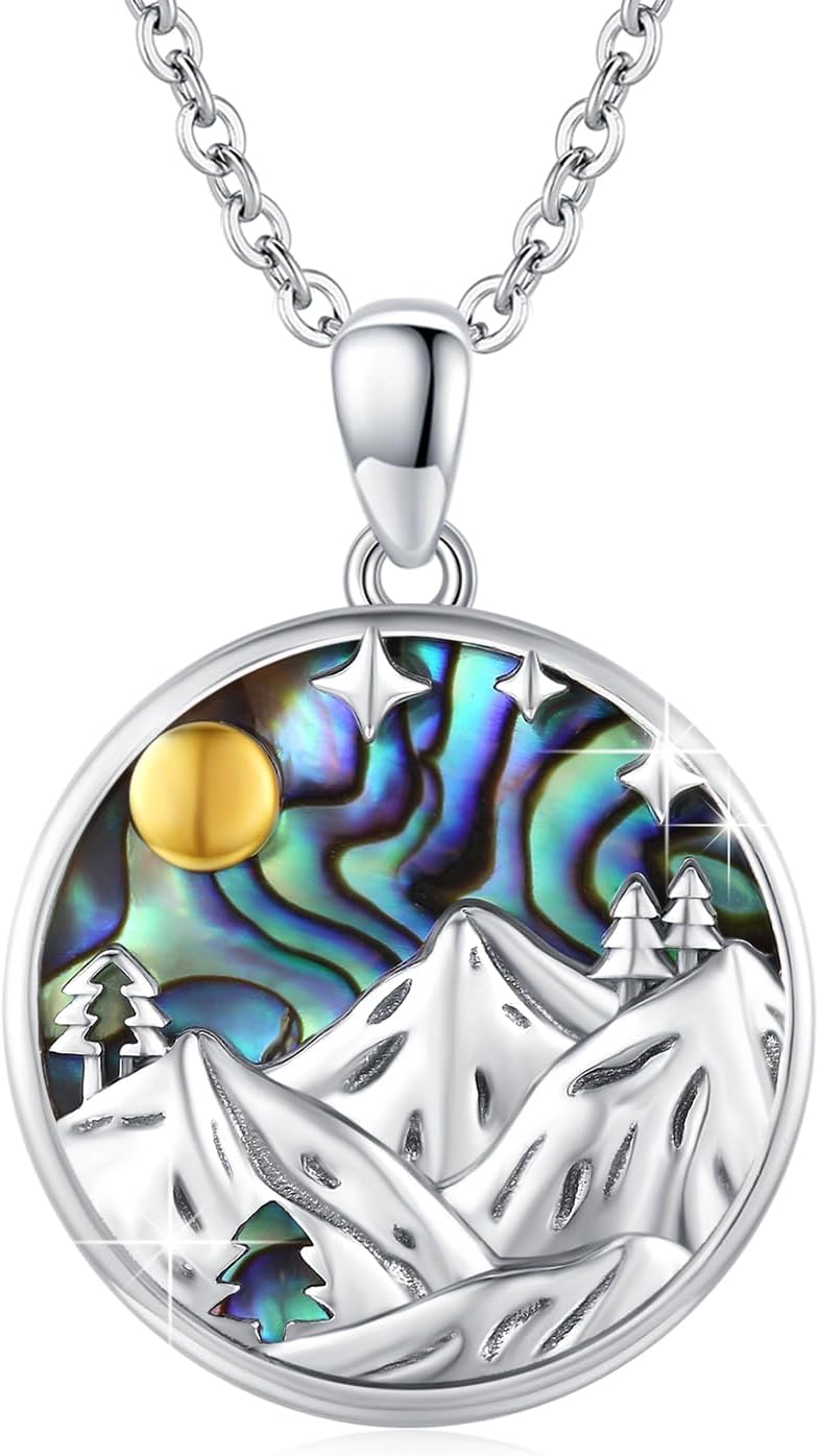 Cuoka Mountain Necklace for Women Sterling Silver Mountain Pendant Pine Tree Necklace Forest Jewelry Gift for Skiers Hikers Campers Climbers and Nature Lovers - Image 8