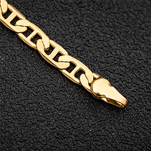 Image of kelistom Gold Anklet for Women 14K Gold / 18K Gold /Platinum Plated Flat Mariner Link Chain Ankle Bracelets for Women 9 10 11 inches