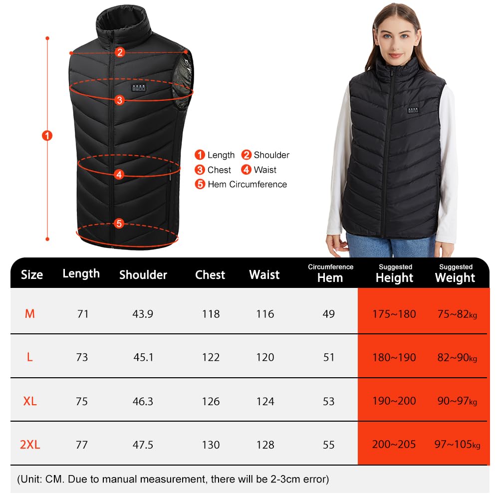 Amurhey Gilet riscaldato da uomo e da donna con 21 zone riscaldate e compatibile con 5 V/7,4 V, 2025 nuovo – Giubbotto termico riscaldabile, unisex, caldo, lavabile (senza power bank)