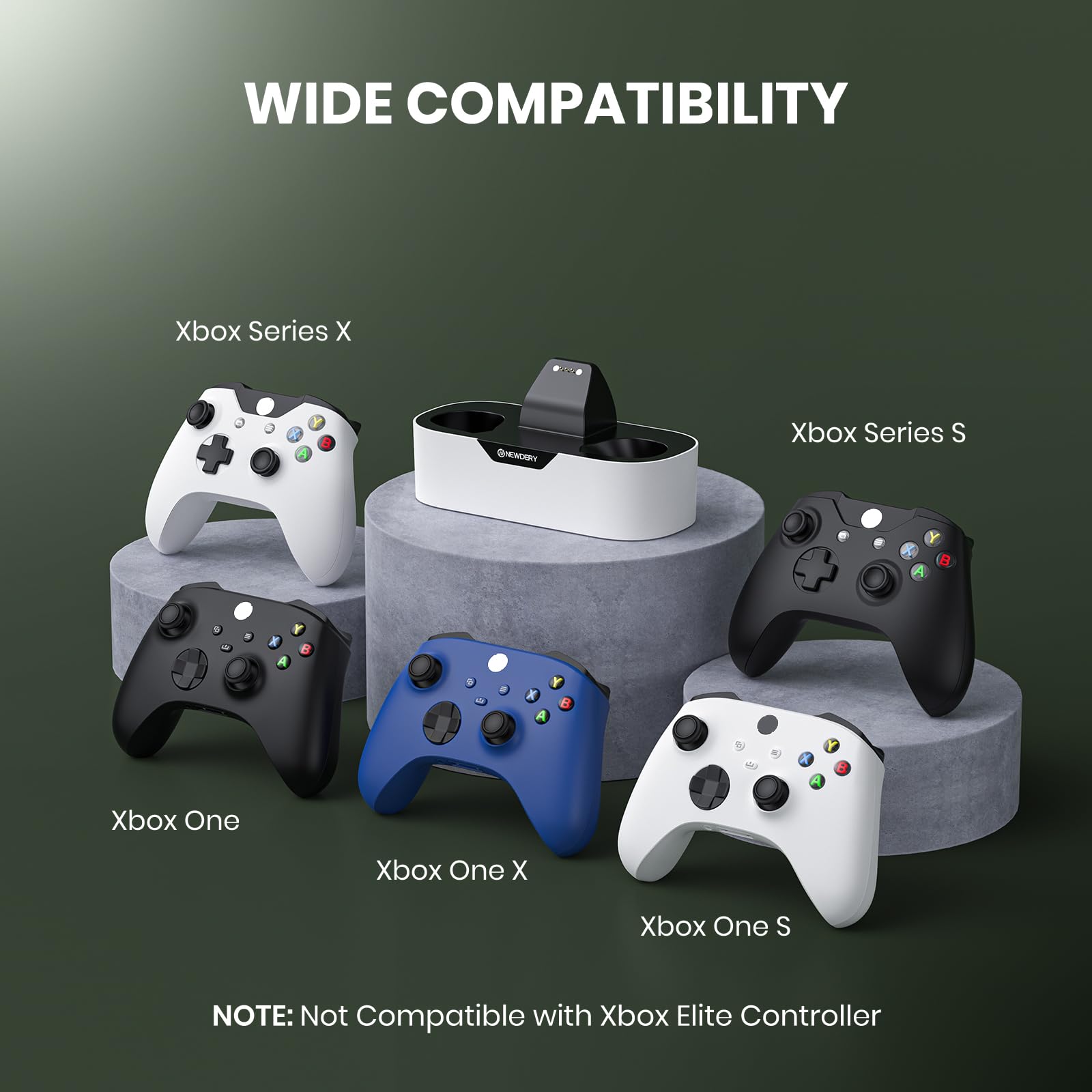 NEWDERY Solo Charger Station per controller wireless Xbox, dock di ricarica rapida, supporto di ricarica singolo per controller Xbox One/serie X|S