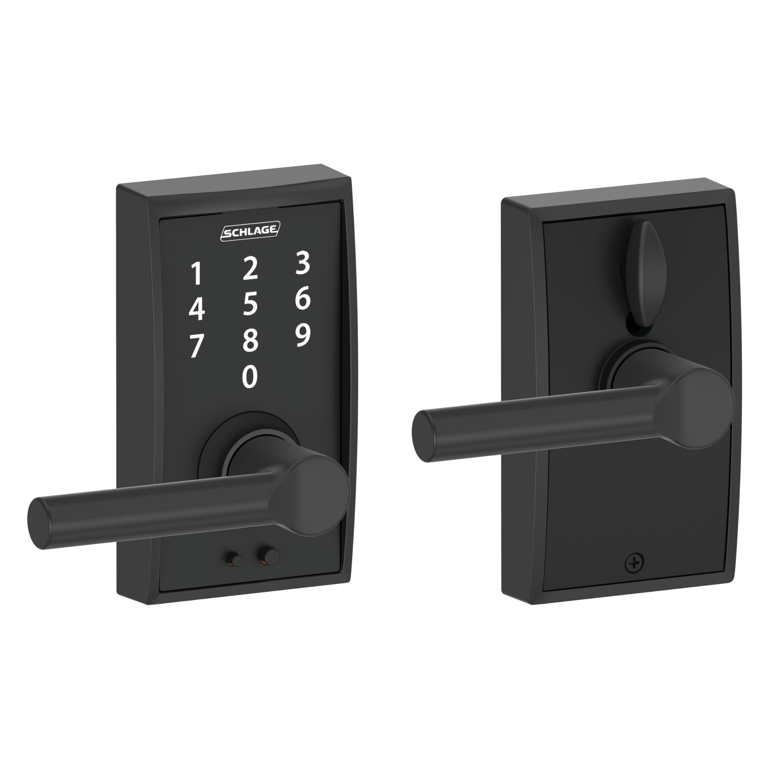 Photo 1 of **MISSING PARTS**
SCHLAGE Touch Century Lock with Broadway Lever (Matte Black) FE695 CEN 622 BRW