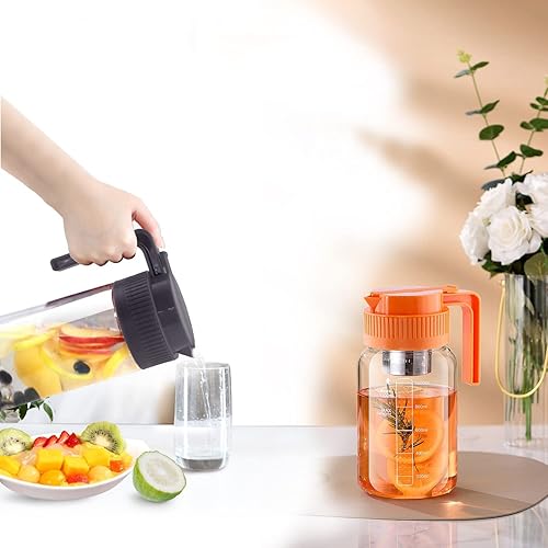 Miniatura 2 de Tarro de boca ancha para verter la tapa de la boquilla con asa, dispensador de jarabe de vidrio con tapa (b)..