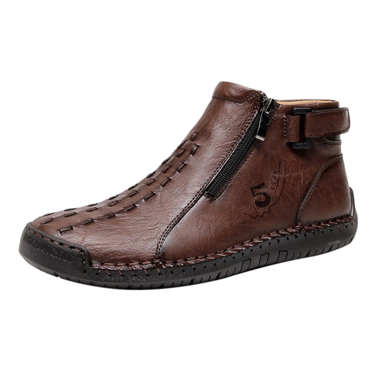 Generisch Scarpe da trekking da uomo, alte 38-48, estive, da barca, con cerniera, morbide, antiscivolo, vintage, senza lacci