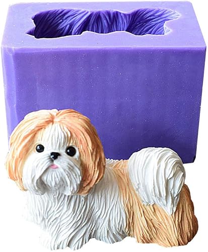 Runloo - Molde de silicona para perros Shih Tzu para cachorros, moldes de chocolate, moldes de jabón para perros