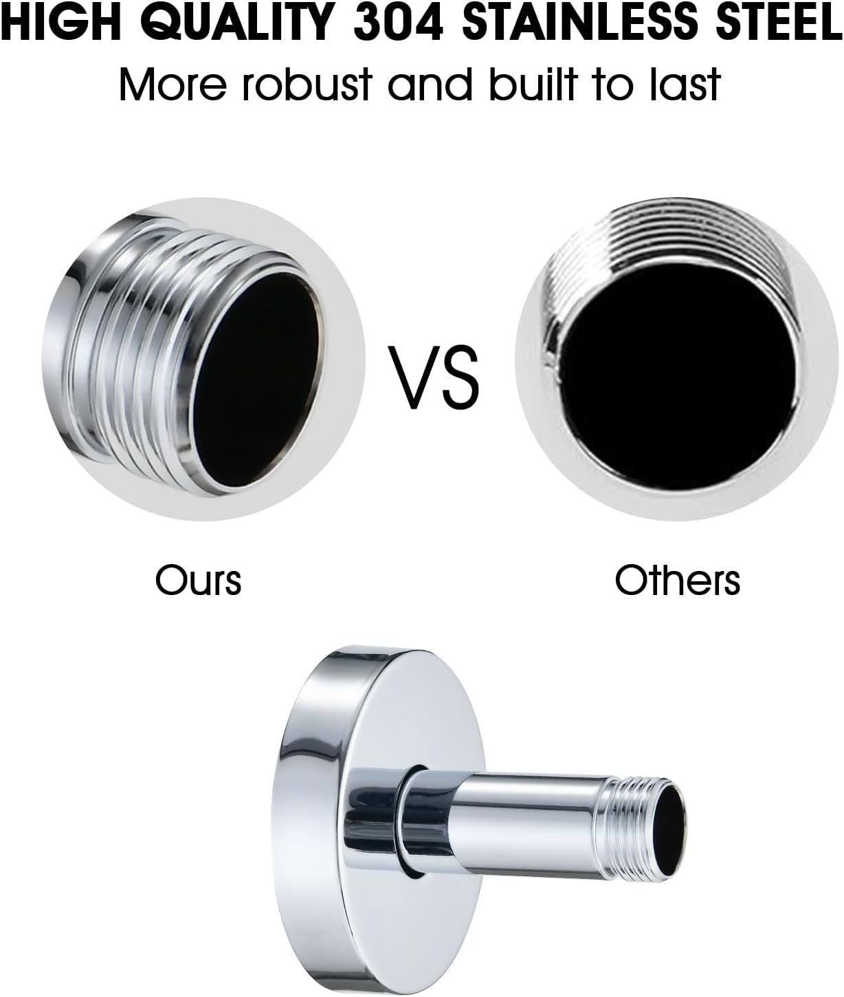 3 Inch Shower Arm with Flange and Stabilizer Bracket, Ceiling Mount Replacement Rain Shower Head 304 Stainless Steel Straight Arm For Fixed Shower Head, Chrome