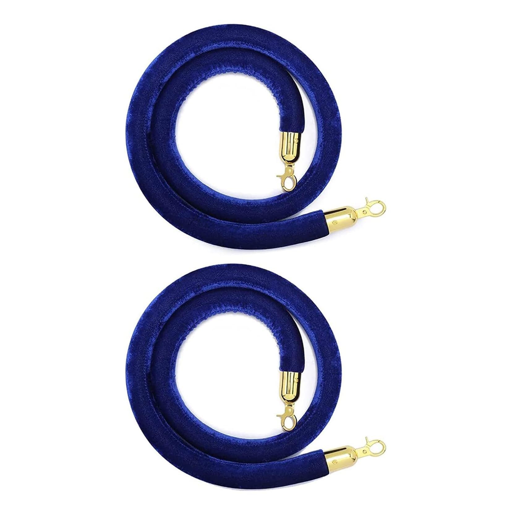 2 Pack Velvet Crowd Control Rope with Polished Gold Hooks - 4ft Red Stanchion for Hotels, Theaters, and Events(Blue,4ft/120cm)
