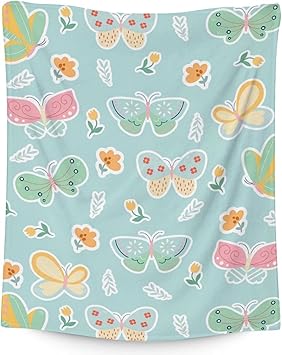 Butterfly Blanket Gifts - 30"x40" Cute Throw for Women, Girls - Green Soft Fuzzy Blankets for Couch & Office