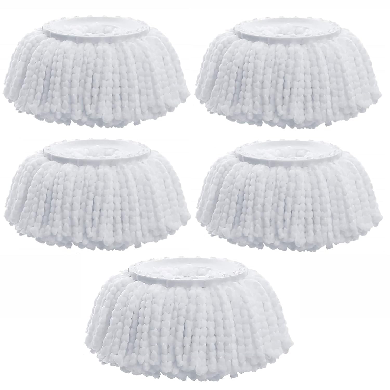 360° Rotating Spin Mop Head Replacement, Cotton Cleaning Mop Refills, Pack of 5, White(Universal Fit)-image-43