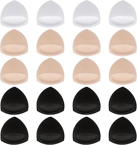 Awpeye 10 pares de almohadillas de brasier deportivo para mujer (beige, negro, blanco)