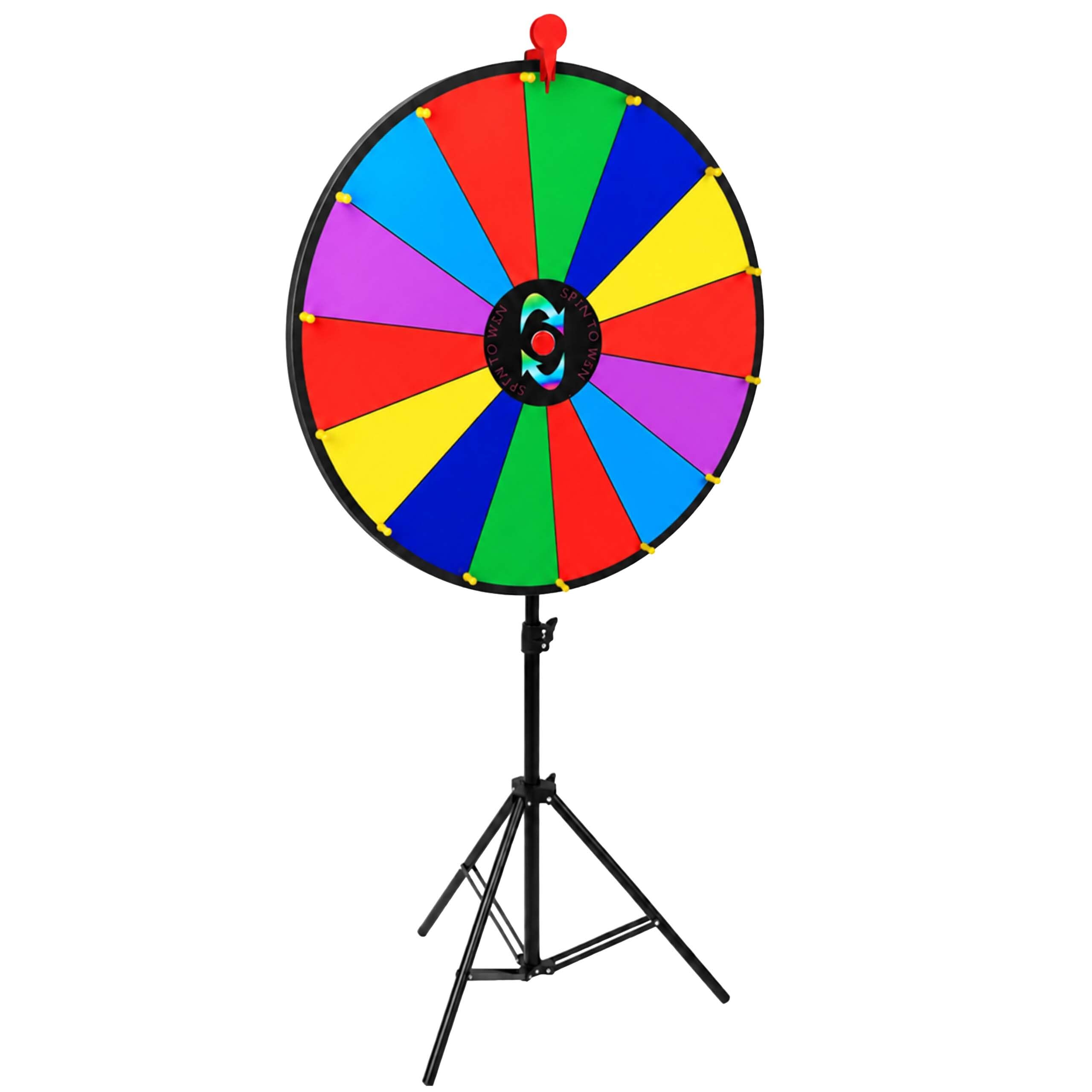 Relaxdays Prize Wheel with tripod, 60 cm, height-adjustable, 14 writable & wipeable slots, bag included, colourful