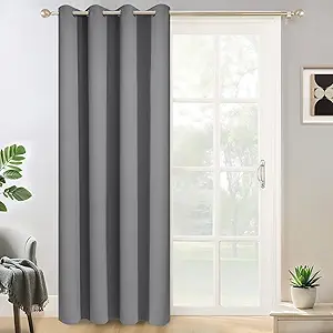 Yakamok Gray Blackout Curtain Panels 84 inches - Light Reducing Thermal Insulated Solid Grommet Blackout Curtains/Panels/Drapes for Living Room 1 Panel, 52 inches by 84 Inch, Grey