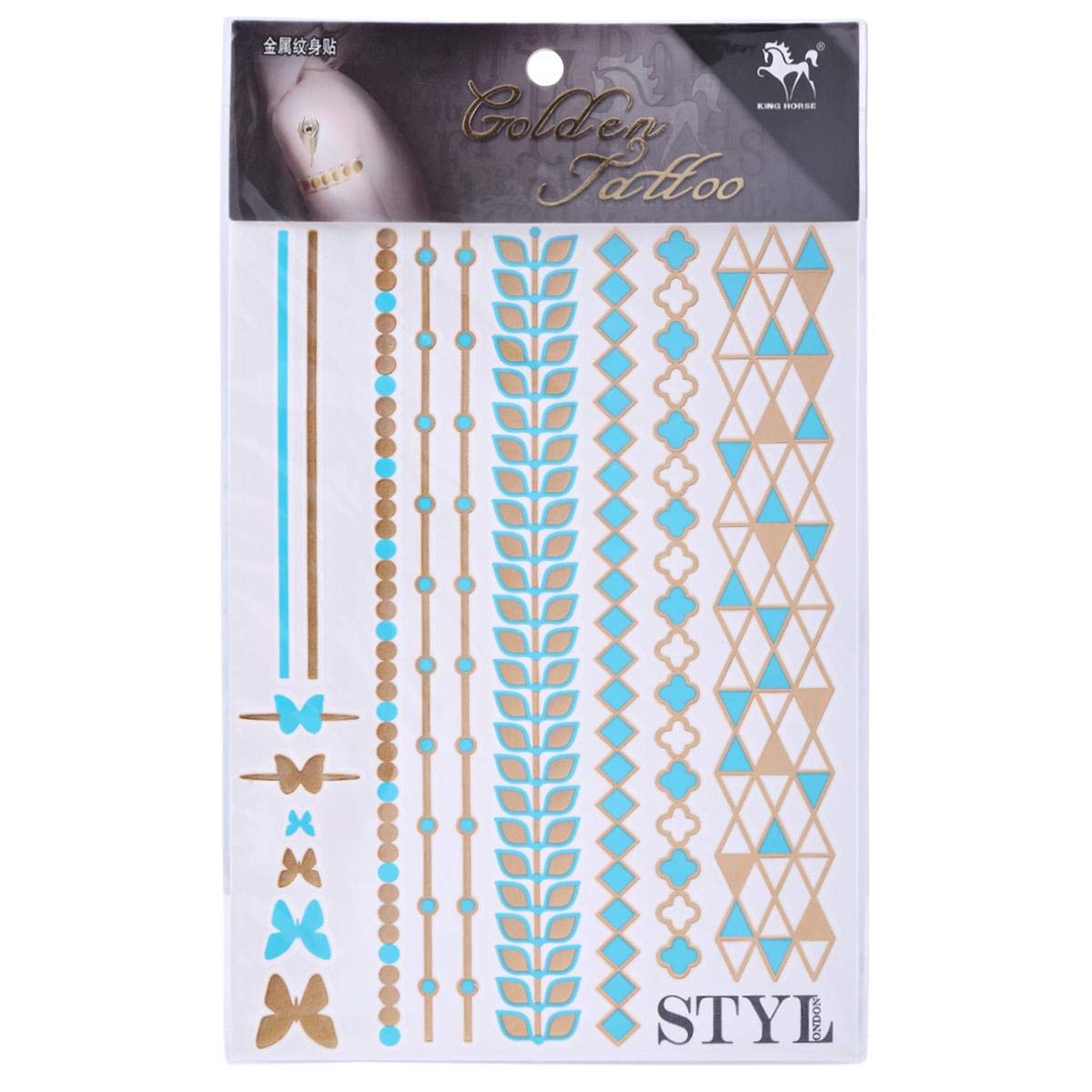 King Horse Golden Tattoo - Roman, Gold and Blue