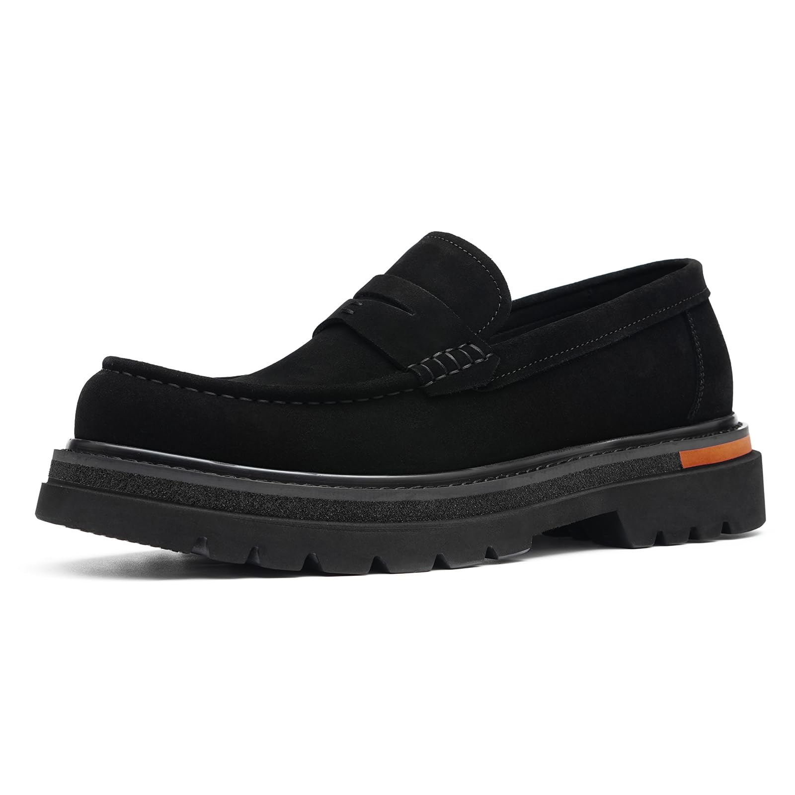 Generisch Herren Retro Bequeme Dicke Sohle Loafers Wildleder Freizeit Mokassins Slip On Schuhe