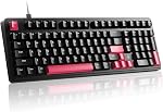 FIRSTBLOOD ONLY GAME. AK992 Retro Wired Mechanical Keyboard, 98 Keys Full Layout, Hot-Swappable USB Gaming Keyboard with Red Switches, Multimedia Keys Knob, Blue Backlit, Anti-Ghosting, Grey