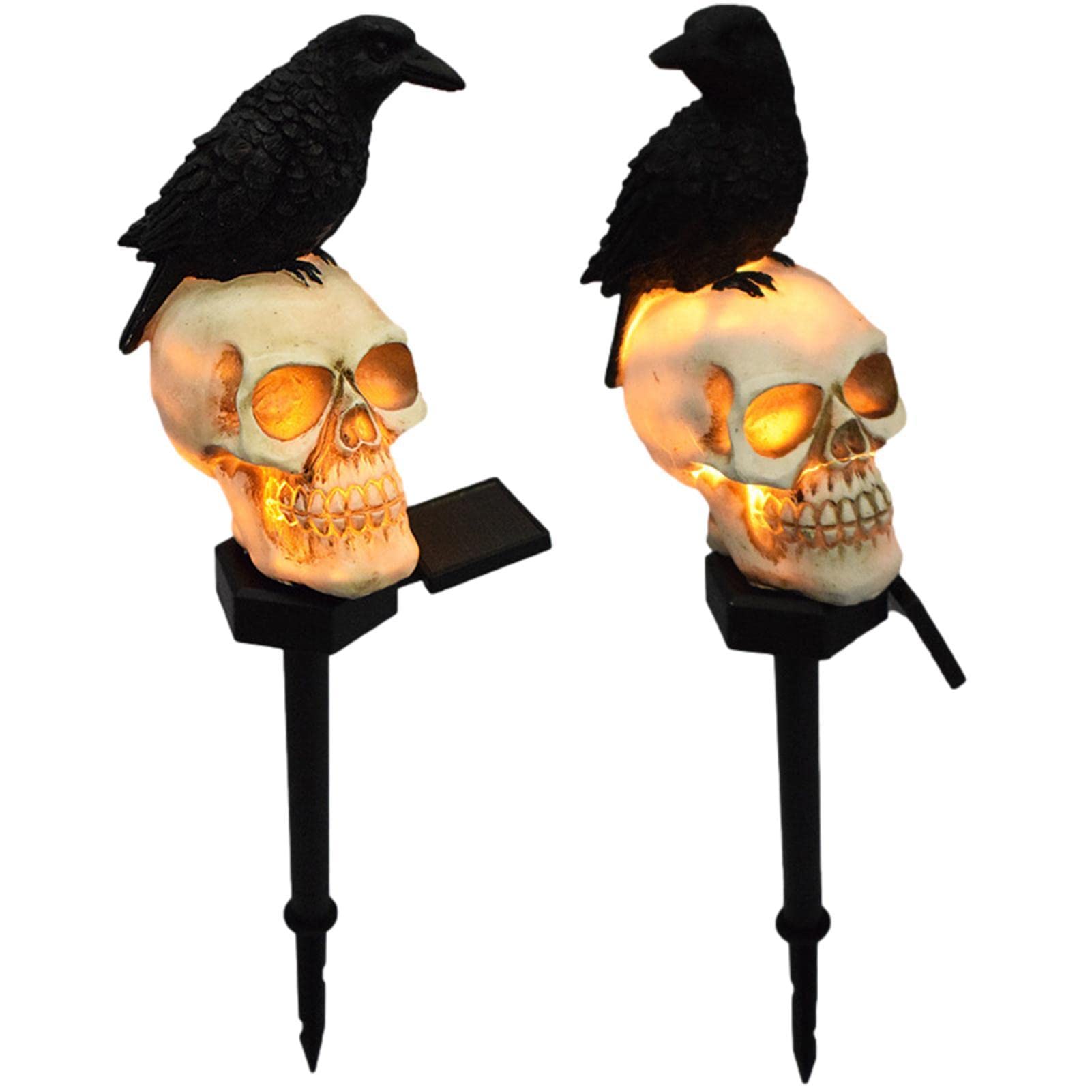 Décoration crâne de corbeau Halloween lampe solaire LED extérieure étanche IP65