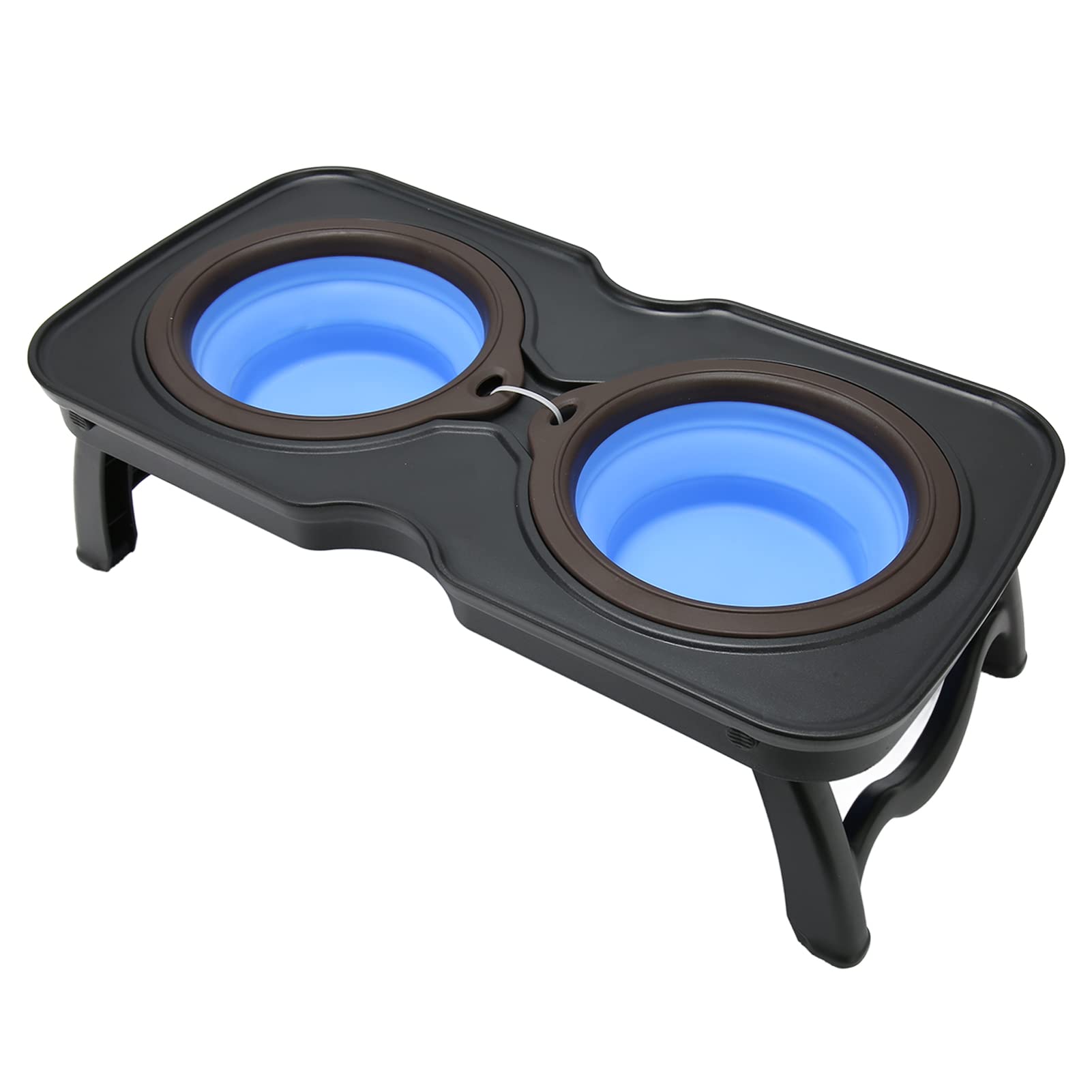 Double gamelle surélevée pour animaux de compagnie, gamelles surélevées pliables pour chien avec support – Pour les aventures en plein air, le camping, les voyages et l'utilisation à domicile, facile